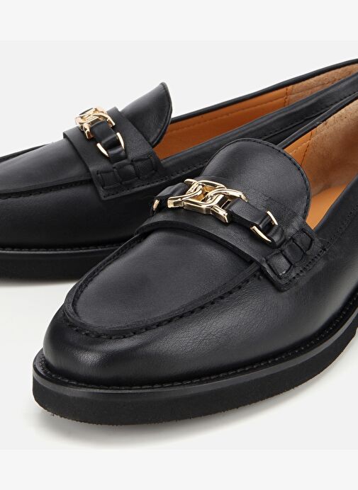 Kadın Deri Siyah Tokalı Klasik Loafer 01AYH315380A100 - Görsel 4