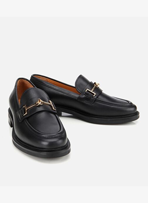 Kadın Deri Siyah Tokalı Klasik Loafer 01AYH312960A100 - Görsel 3