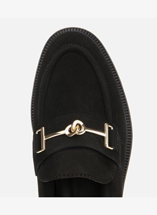 Kadın Süet Deri Siyah Tokalı Klasik Loafer 01AYH312970A100 - Görsel 6