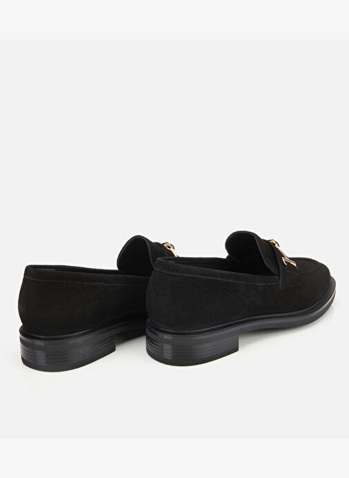 Kadın Süet Deri Siyah Tokalı Klasik Loafer 01AYH312970A100 - Görsel 5