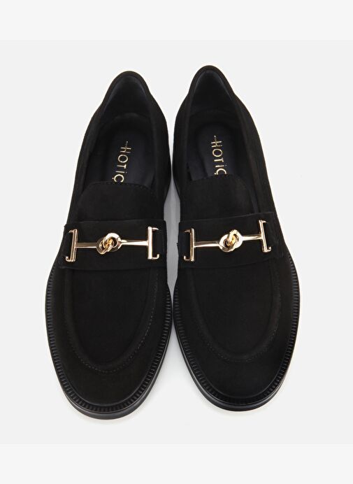 Kadın Süet Deri Siyah Tokalı Klasik Loafer 01AYH312970A100 - Görsel 7