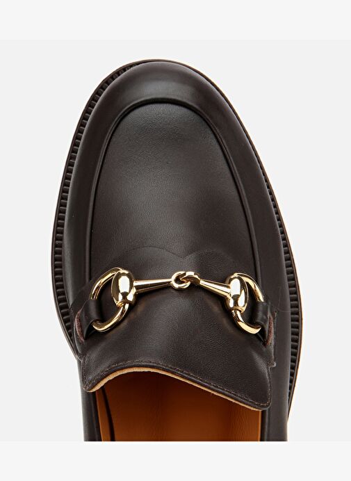 Kadın Deri Kahverengi Tokalı Klasik Loafer 01AYH312980A480 - Görsel 6