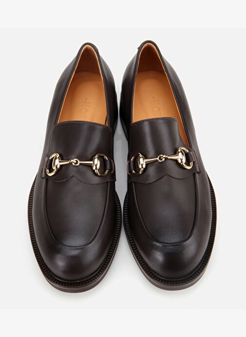 Kadın Deri Kahverengi Tokalı Klasik Loafer 01AYH312980A480 - Görsel 7
