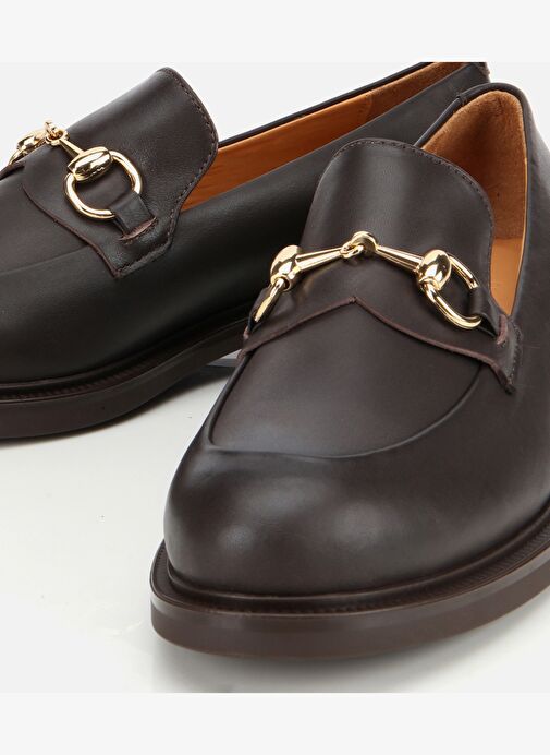 Kadın Deri Kahverengi Tokalı Klasik Loafer 01AYH312980A480 - Görsel 4