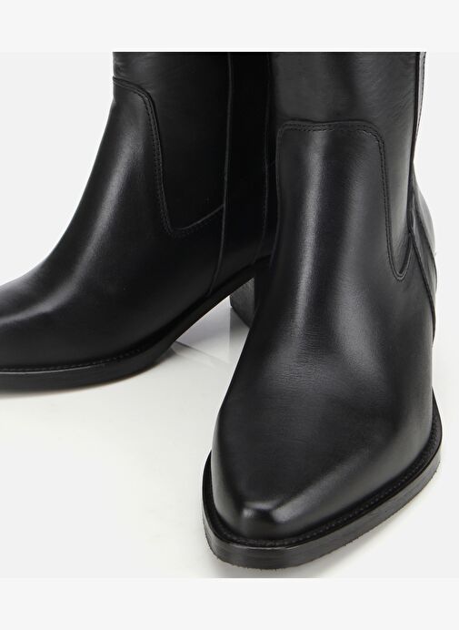 Kadın Deri Siyah Western Topuklu Bot 01BOH313140A100 - Görsel 4