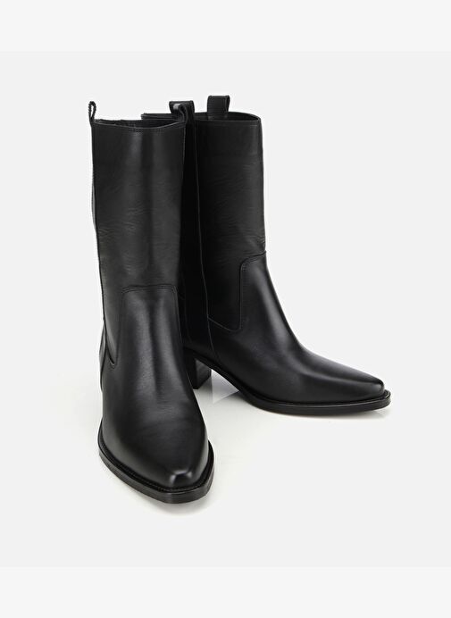 Kadın Deri Siyah Western Topuklu Bot 01BOH313140A100 - Görsel 3