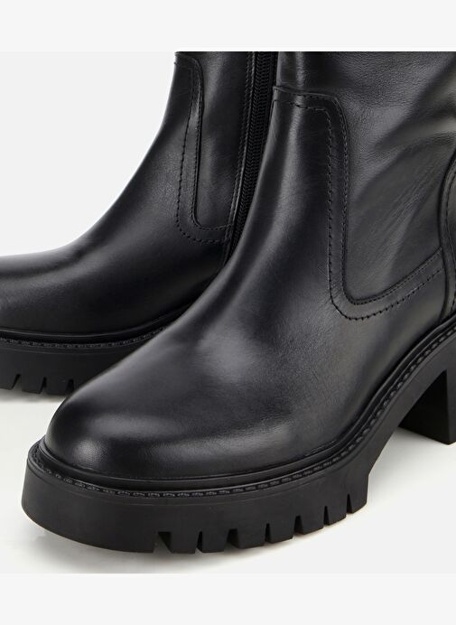Kadın Deri Siyah Streç Bilekte Düz Bot 01BOH313210A100 - Görsel 4