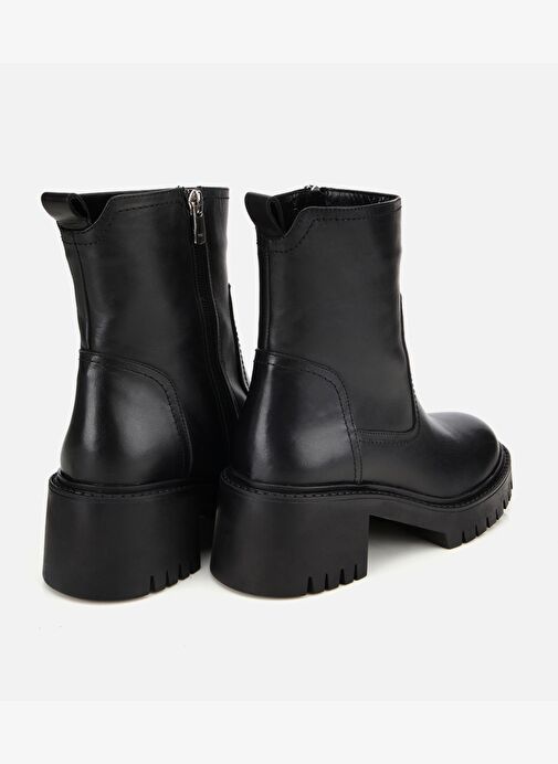 Kadın Deri Siyah Streç Bilekte Düz Bot 01BOH313210A100 - Görsel 5