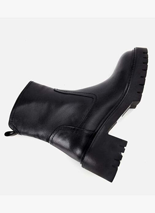 Kadın Deri Siyah Streç Bilekte Düz Bot 01BOH313210A100 - Görsel 7
