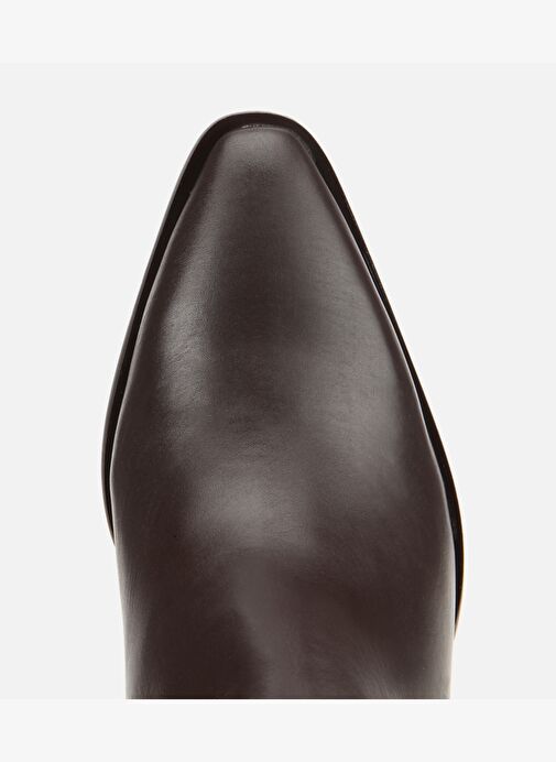 Kadın Deri Kahverengi Sivri Burunlu Bilekte Topuklu Bot 01BOH313220A480 - Görsel 6