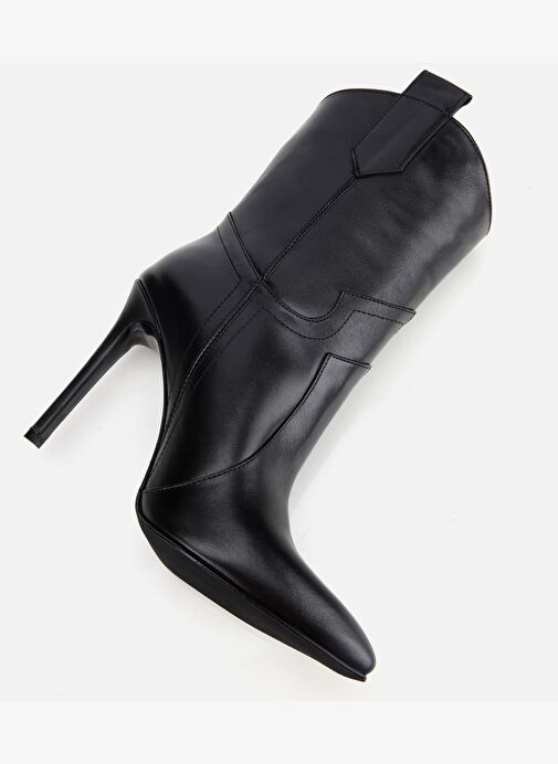 Kadın Deri Siyah Sivri Burunlu Yüksek Topuklu Bot 01BOH313230A100 - Görsel 7