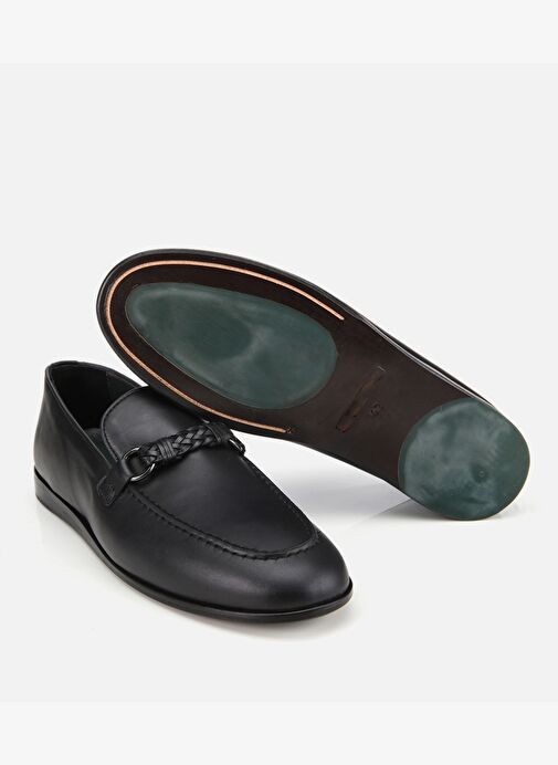 Erkek Deri Siyah Toka Detaylı Klasik Loafer 02AYH313510A100 - Görsel 7