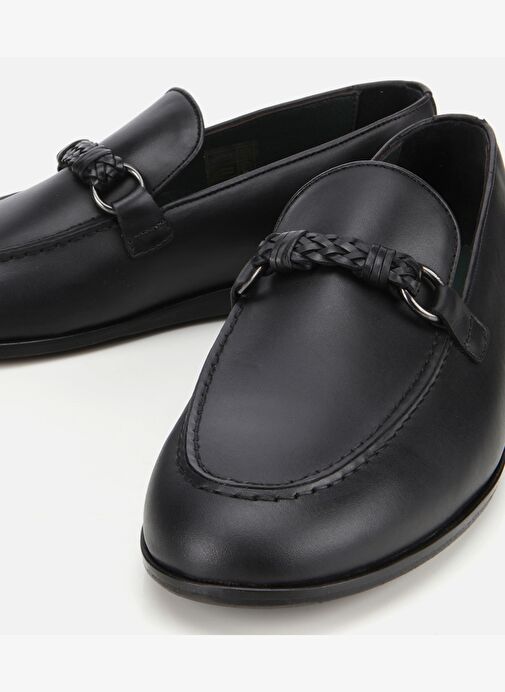 Erkek Deri Siyah Toka Detaylı Klasik Loafer 02AYH313510A100 - Görsel 4