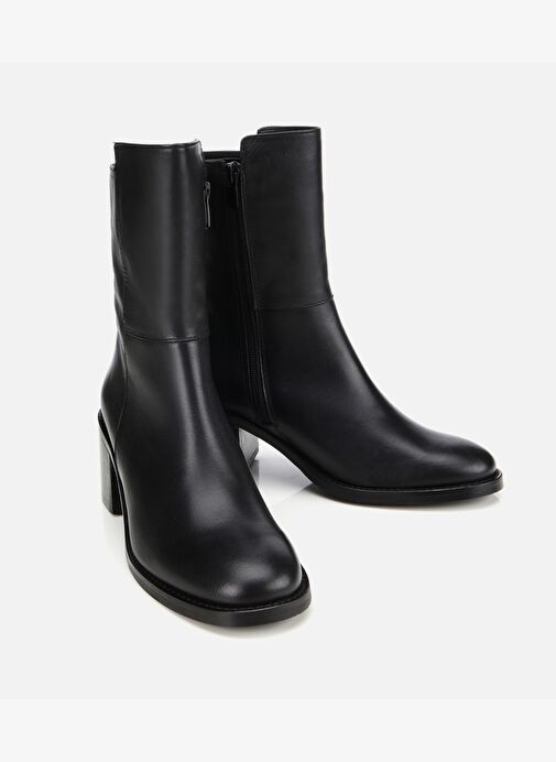 Kadın Deri Siyah Bilekte Topuklu Bot 01BOH313730A100 - Görsel 3