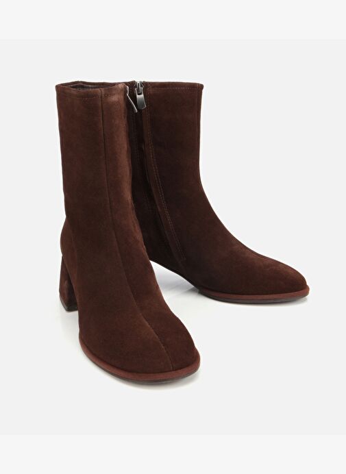 Kadın Süet Deri Kahverengi Bilekte Topuklu Bot 01BOH313720A480 - Görsel 3