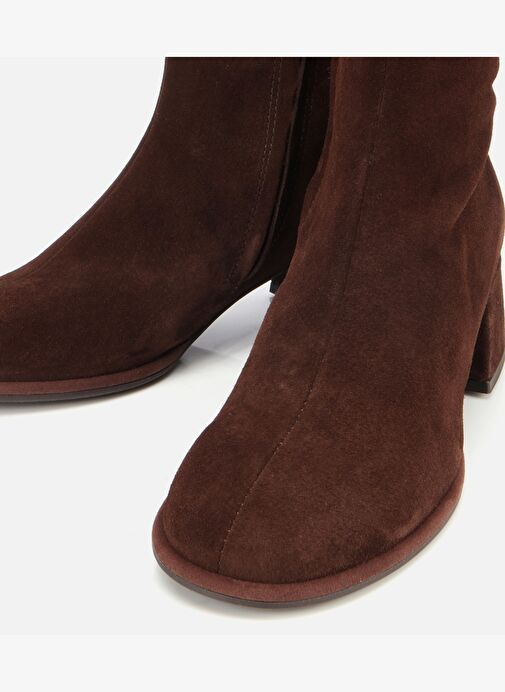 Kadın Süet Deri Kahverengi Bilekte Topuklu Bot 01BOH313720A480 - Görsel 4