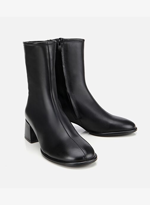Kadın Deri Siyah Bilekte Topuklu Bot 01BOH313710A100 - Görsel 3