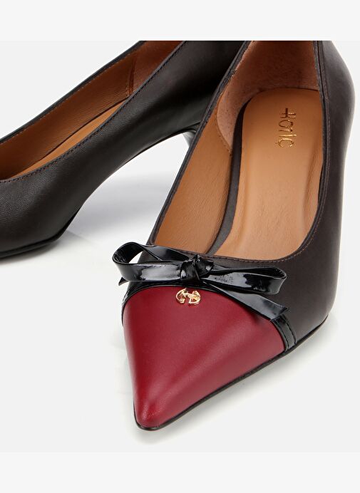 Kadın Deri Bordo Fiyonk Detaylı İnce Topuklu Stiletto 01AYH313670A784 - Görsel 4