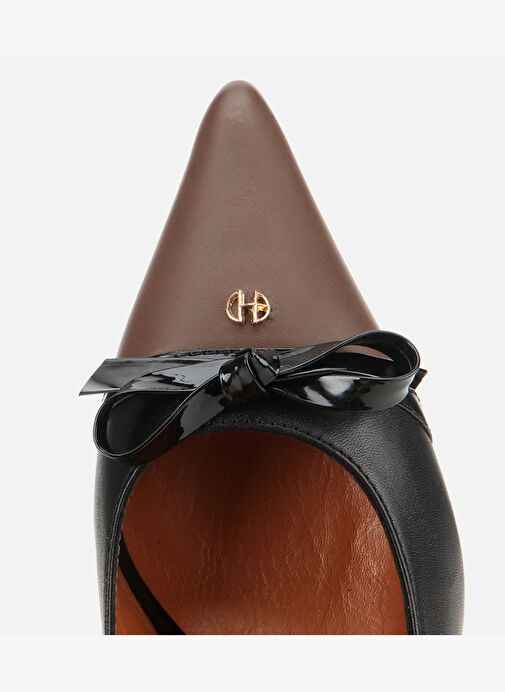 Kadın Deri Siyah Fiyonk Detaylı İnce Topuklu Stiletto 01AYH313670A141 - Görsel 6