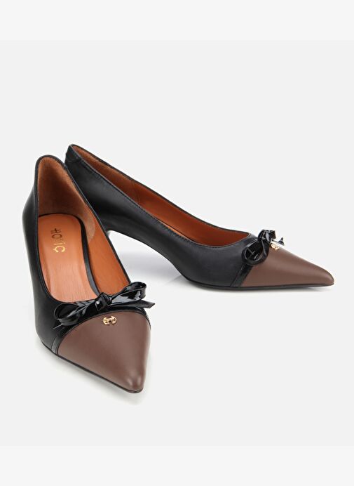 Kadın Deri Siyah Fiyonk Detaylı İnce Topuklu Stiletto 01AYH313670A141 - Görsel 3