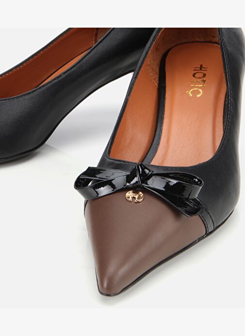 Kadın Deri Siyah Fiyonk Detaylı İnce Topuklu Stiletto 01AYH313670A141 - Görsel 4