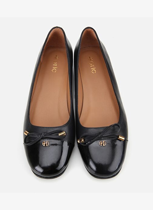 Kadın Rugan Deri Siyah Fiyonk Detaylı Babet 01AYH313530A100 - Görsel 7