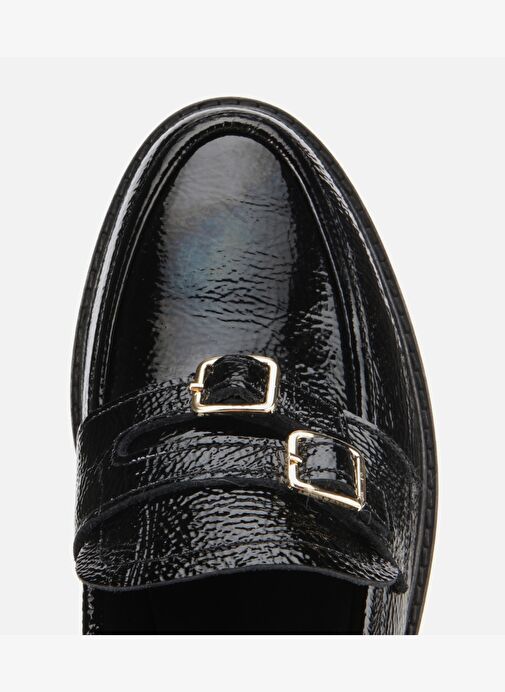 Kadın Rugan Deri Siyah Tokalı Klasik Loafer 01AYH313640A100 - Görsel 6