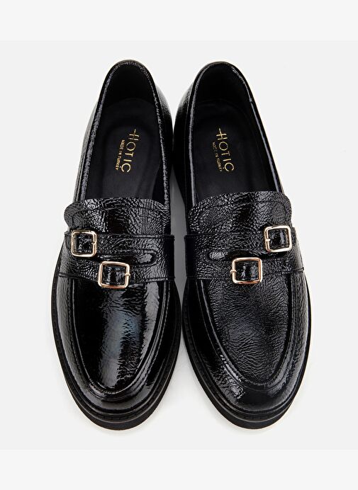 Kadın Rugan Deri Siyah Tokalı Klasik Loafer 01AYH313640A100 - Görsel 7