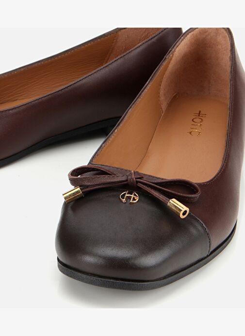 Kadın Deri Kahverengi Fiyonk Detaylı Babet 01AYH313540A484 - Görsel 4