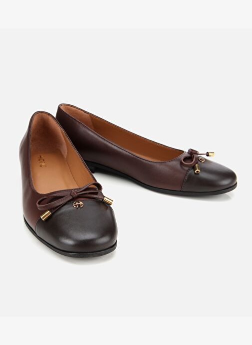 Kadın Deri Kahverengi Fiyonk Detaylı Babet 01AYH313540A484 - Görsel 3