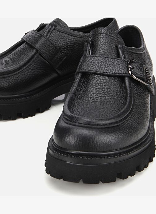 Kadın Deri Siyah Toka Detaylı Yüksek Tabanlı Günlük Loafer 01AYH313630A100 - Görsel 4