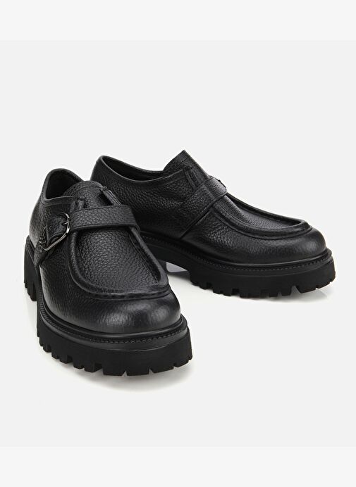 Kadın Deri Siyah Toka Detaylı Yüksek Tabanlı Günlük Loafer 01AYH313630A100 - Görsel 3