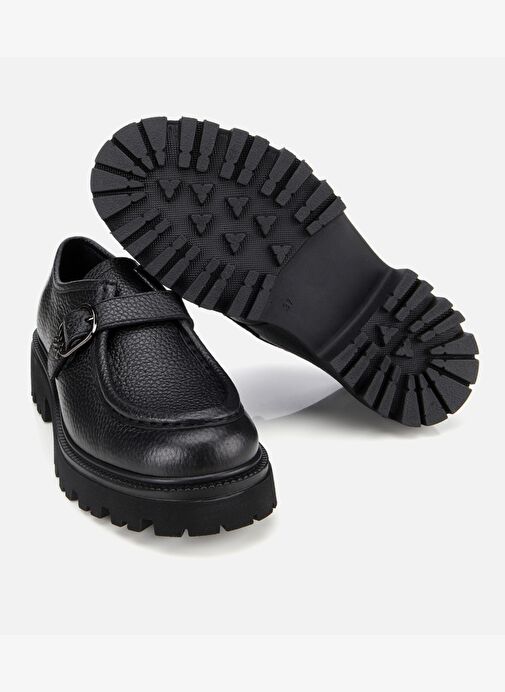 Kadın Deri Siyah Toka Detaylı Yüksek Tabanlı Günlük Loafer 01AYH313630A100 - Görsel 6