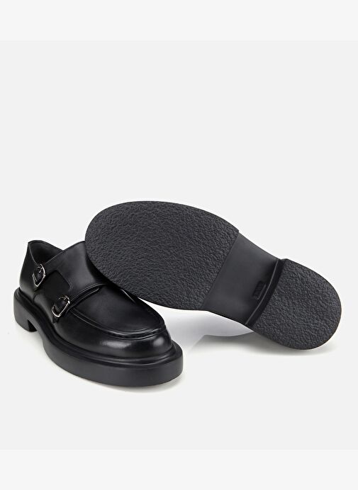 Erkek Deri Siyah Metal Tokalı Klasik Loafer 02AYH313870A100 - Görsel 7