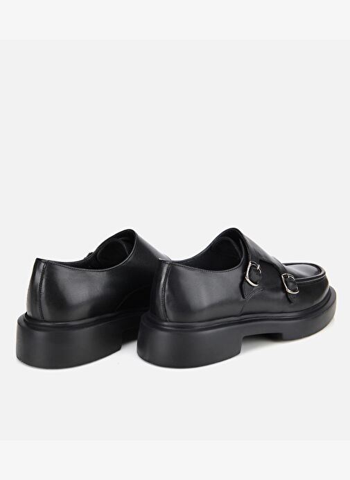 Erkek Deri Siyah Metal Tokalı Klasik Loafer 02AYH313870A100 - Görsel 5