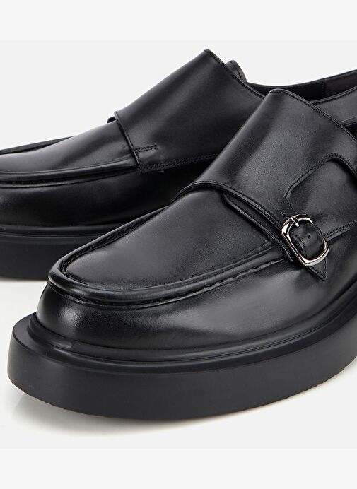 Erkek Deri Siyah Metal Tokalı Klasik Loafer 02AYH313870A100 - Görsel 4