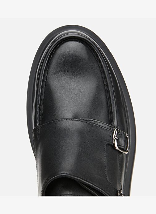Erkek Deri Siyah Metal Tokalı Klasik Loafer 02AYH313870A100 - Görsel 6
