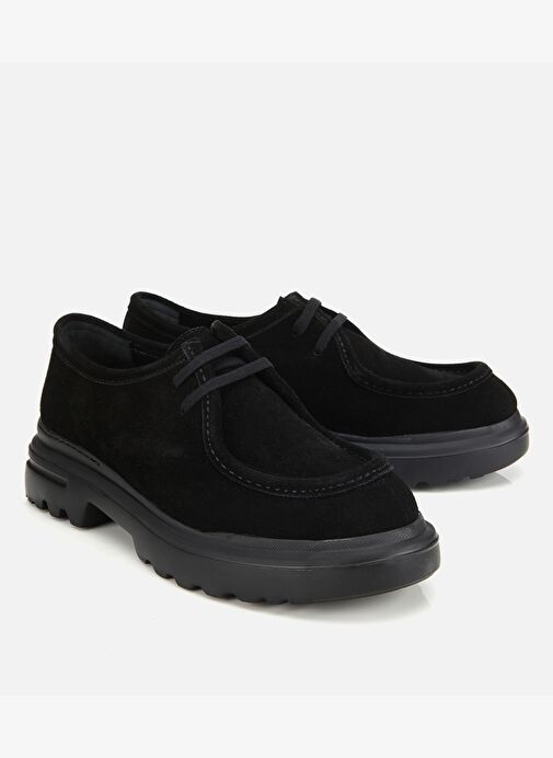 Erkek Süet Deri Siyah Yüksek Tabanlı Günlük Ayakkabı 02AYH314010A100 - Görsel 3