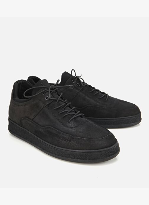 Erkek Nubuk Deri Siyah Rahat Tabanlı Spor Ayakkabı 02AYH314030A100 - Görsel 3