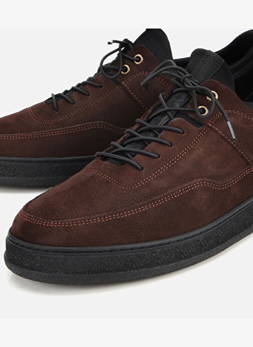 Erkek Nubuk Deri Kahverengi Rahat Tabanlı Comfort Spor Ayakkabı 02AYH314030A480 - Görsel 4