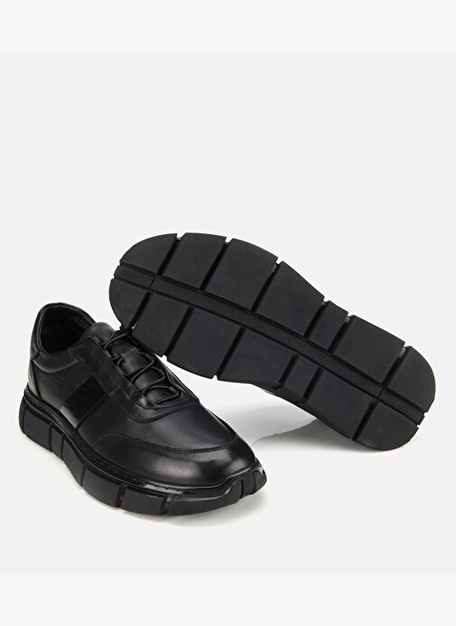 Erkek Deri Siyah Yumuşak Dokulu Rahat Tabanlı Spor Ayakkabı 02AYH314060A100 - Görsel 7