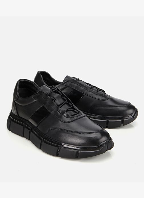 Erkek Deri Siyah Yumuşak Dokulu Rahat Tabanlı Spor Ayakkabı 02AYH314060A100 - Görsel 3