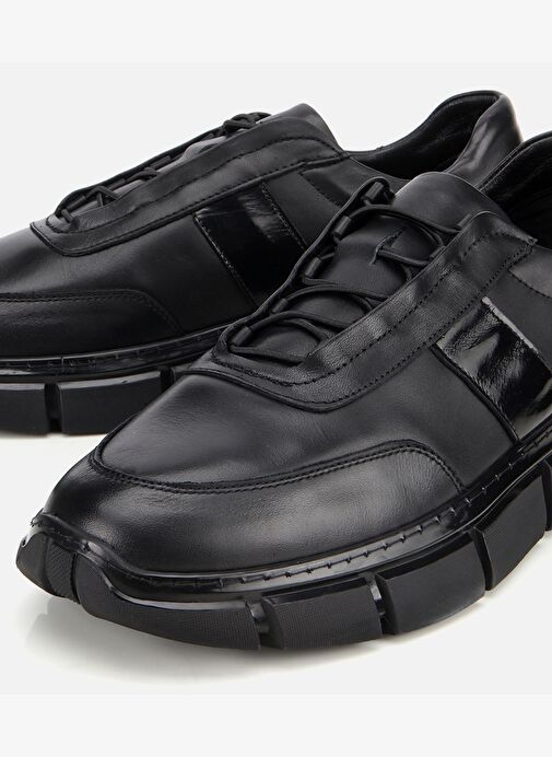 Erkek Deri Siyah Yumuşak Dokulu Rahat Tabanlı Spor Ayakkabı 02AYH314060A100 - Görsel 4