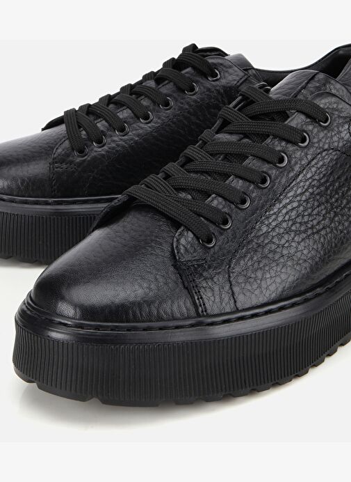 Erkek Deri Siyah Kalın Tabanlı Spor Ayakkabı 02AYH314110A100 - Görsel 4