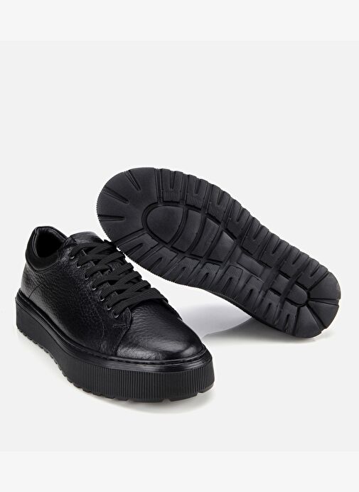 Erkek Deri Siyah Kalın Tabanlı Spor Ayakkabı 02AYH314110A100 - Görsel 7