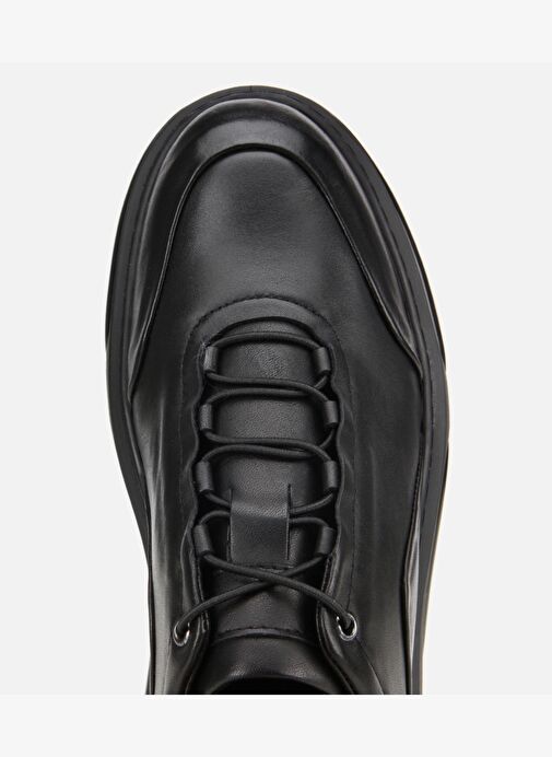 Erkek Deri Siyah Bağcık Detaylı Comfort Spor Ayakkabı 02AYH314120A100 - Görsel 6