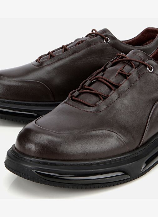 Erkek Deri Kahverengi Bağcık Detaylı Comfort Spor Ayakkabı 02AYH314120A480 - Görsel 4