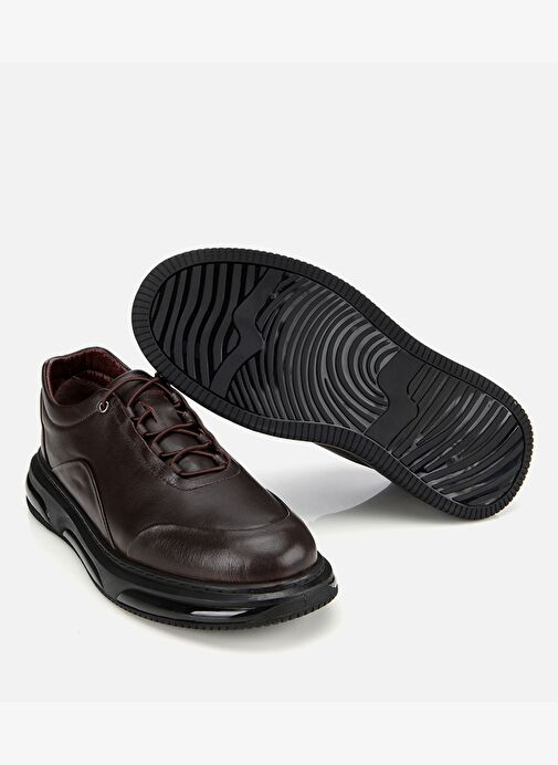 Erkek Deri Kahverengi Bağcık Detaylı Comfort Spor Ayakkabı 02AYH314120A480 - Görsel 7