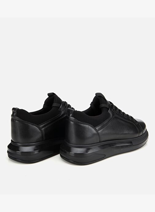 Erkek Deri Siyah Kalın Tabanlı Spor Ayakkabı 02AYH314140A100 - Görsel 5