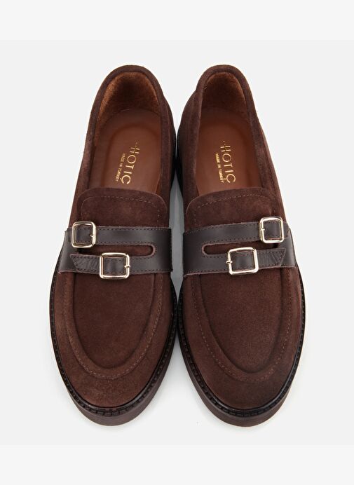 Kadın Süet Deri Kahverengi Kemer Detaylı Günlük Loafer 01AYH314350A480 - Görsel 7